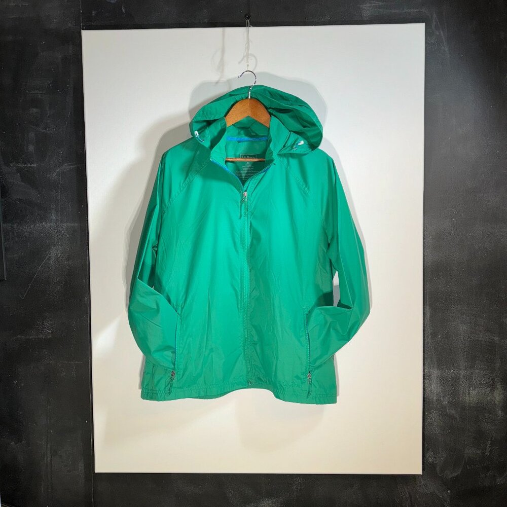 L.L. Bean Green Hooded Rain Jacket